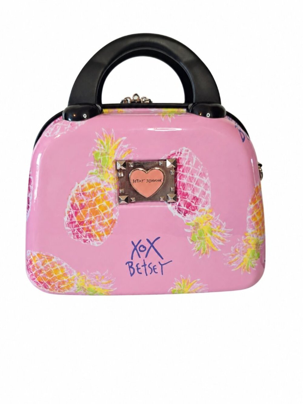 Betsey Johnson Pink Pineapple Hard Shell Cosmetic Train Case Travel Bag